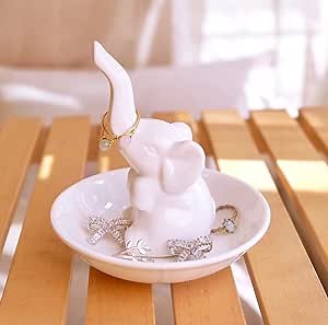 PUDDING CABIN Elephant Gifts for Mom Mothers Day Ring Holder Ring Dish, Elephant Gifts for Women Mom Birthday Wedding Christmas Valentine's Day