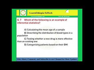 Biostatistics | Model Exit Exam Questions for Public Health Exit Exam