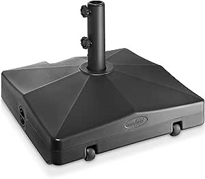 Casafield Patio Umbrella Base – Fillable to 100 lbs. Weighted Stand with Wheels for Outdoor / Lawn or Pool Deck Umbrellas up to 10 FT - Black