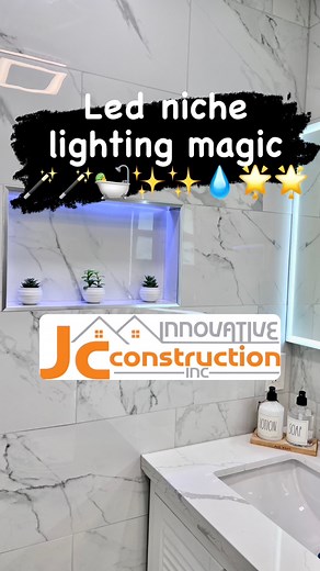 "Transforming Spaces: LED Niche Lighting Magic" #tile #magic #niche #LEDStreetLights #bathroomdesign #bathandbodyworks #bathroomrenovation #construction #diy | JC innovative construction INC
