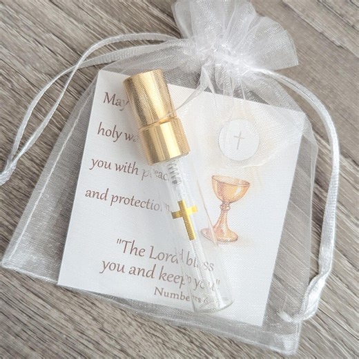 First Communion Favors - Set of 6 Holy Water Sprayer Gifts With Customizable Prayer Card - Etsy