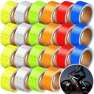Frienda 24 Rolls Reflective Tapes Reflector Tape Outdoor Waterproof 1 Inch x 236 Feet Reflective Safety Warning Tape for Bikes Bicycles Vehicles Clothes Helmets Mailboxes Stickers, 6 Colors