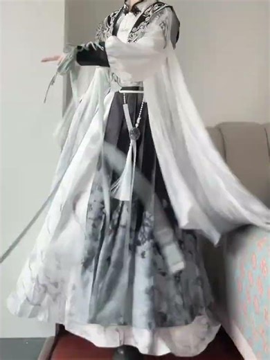 Black & White Male Hanfu | Silver Embroidery | Immortal Style 🏯