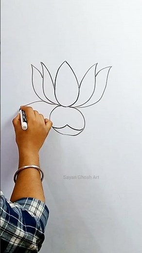 Lotus Drawing 🌸| Easy Step by Step Lotus Flower Sketch for Beginners | Simple Art Tutorial