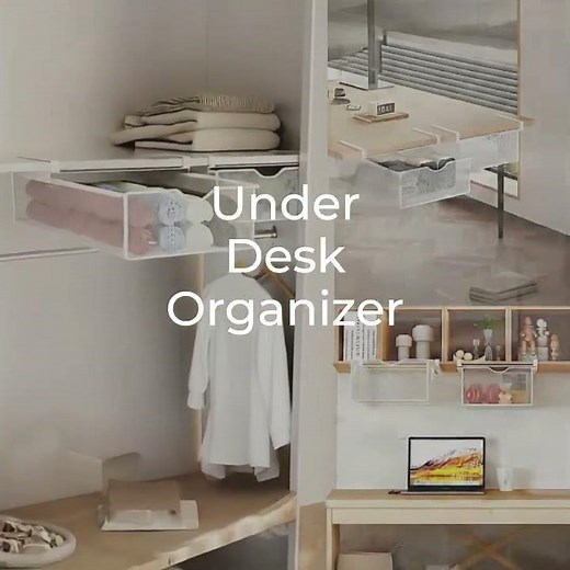 Under Desk Organizer Sliding Drawers Mesh Metal Desk Drawer Storage Box