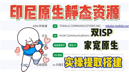 2026自用独享印尼原生静态资源分享！双ISP原生无限流量！全程实操演示搭建端口过程！