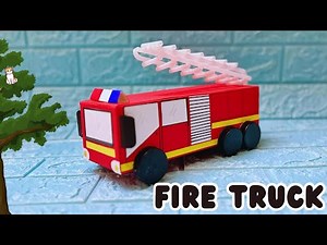 How to make a simple cardboard Fire Truck || Easy paper craft for kids #youtubevideos #diy
