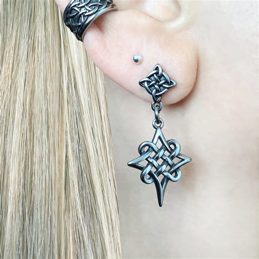 Celtic Infinity Knot Earrings , Stainless Steel Viking Jewelry,norse Inspired Studs - Etsy