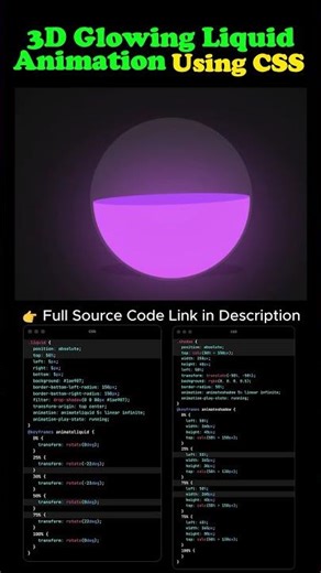 3D Glowing Liquid Animation Using HTML & CSS 💡🔥 #shorts