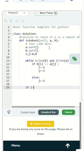 Array Subset - GFG Problem #coding #programming #python #datastructures