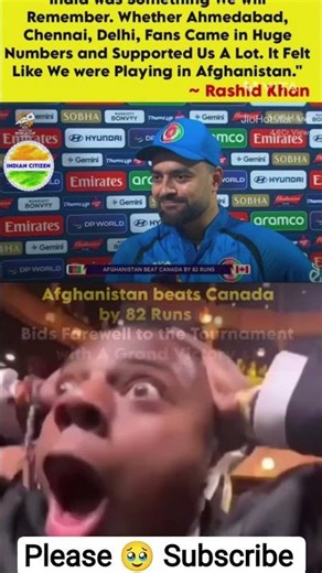 Afghanistan 🇦🇫 Dominates Canada by 82 Runs!💥Rashid Khan on India’s Love T20 World Cup Moment #Shorts