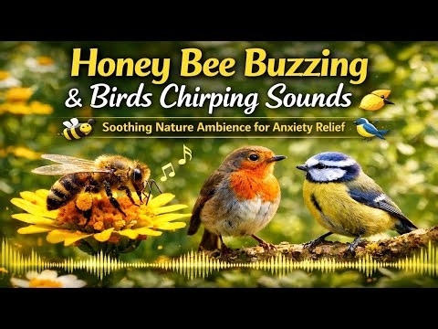 Honey Bee Buzzing & Birds Chirping Sounds 🐝🐦 | Soothing Nature Ambience for Anxiety Relief