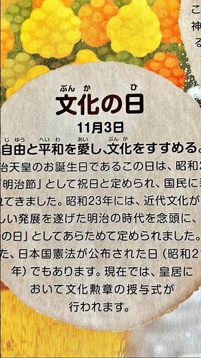 11月3日 文化の日 自由と平和を愛し、文化をすすめる 明治天皇のお誕生日 明治節 日本国憲法公布 文化勲章の授与式 カレンダー #文化の日 #カレンダー #ブログ #明治節 #祝日 #日本国憲法