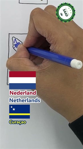 Curaçao flag map drawing 🇳🇱 | dibuho di mapa di bandera di Curaçao
