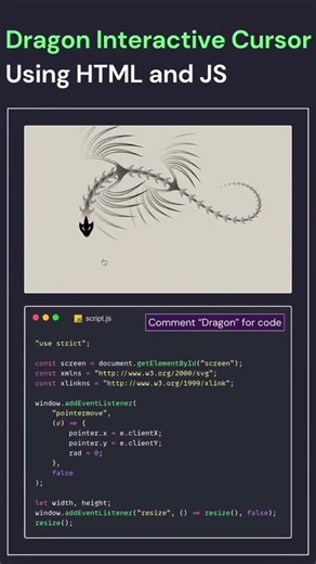 Dragon Animation Interactive Cursor using HTML JS Next Level Cursor follow dragon #dotween #web