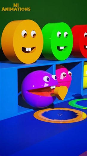 👉 Cute Monsters VS Color Shapes 😱💜💚 | Satisfying 3D Animation | MI Animations #Shorts