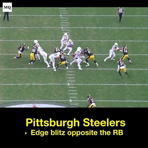 Steelers blitzing the LB opposite the RB vs. the Colts.