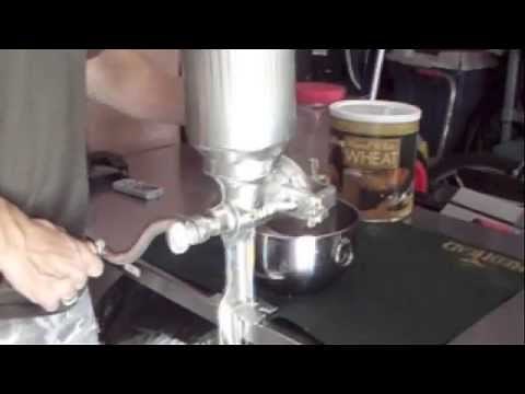 Wheat Grinder in Action- Hard White Wheat