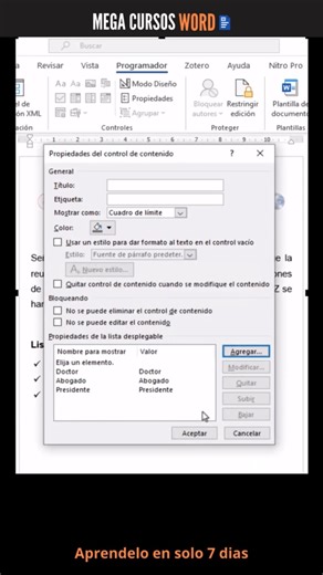 😟 “Quiero hacer un formulario o tarea en Word, pero no sé cómo poner una lista desplegable...” No pasa nada 💜, aprenderlo es más fácil de lo que imaginas. 🖱️ Tip rápido: en Word puedes usar el menú “Desarrollador” → “Control de contenido de lista desplegable”. Allí escribes las opciones (ejemplo: Sí / No / Tal vez) y ¡listo! 🎉 Así evitas que alguien escriba mal o diferente y tu documento queda más ordenado. ✨ En mis clases te muestro paso a paso cómo hacerlo, sin apuros ni palabras difíciles