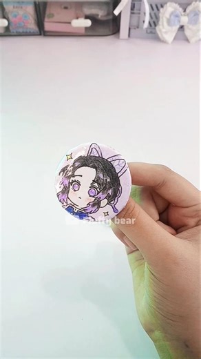 How to make anime pin bagdes with paper☁ #shorts #diy #papercrafts #anime #kaiser #gojo #shinobu