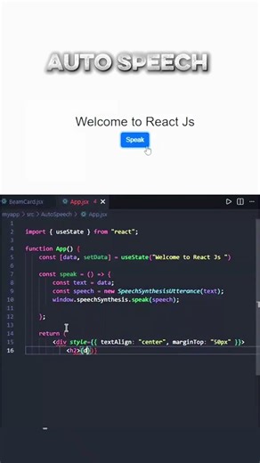 React JS Auto Speech App 🔥 | Text to Speech in Seconds #Shorts