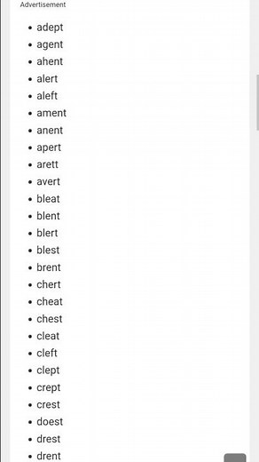 5 letter words with third letter "E" and fifth letter "T" - Wordle Guide