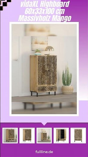 vidaXL Highboard 60x33x100 cm Massivholz Mango