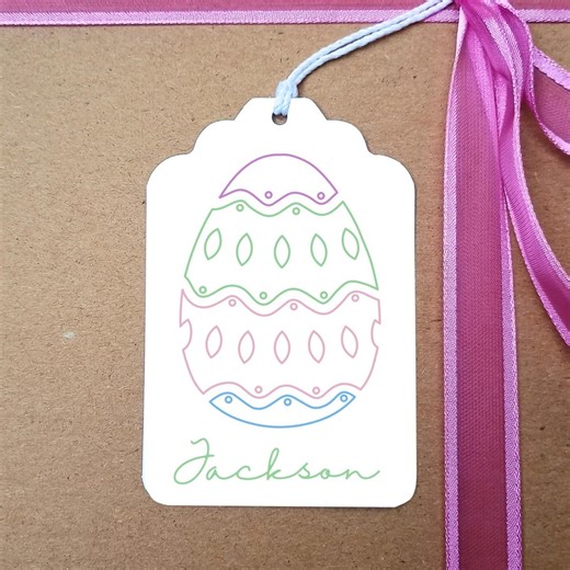 Personalized Easter Gift Tags, Featuring Easter Egg and Custom Name - Etsy
