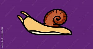 Cartoon snail brown shell slow crawling isolated. Creature insect with good for slow motion design.