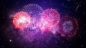 4K loop of real colorful fireworks festival in the sky display at night during national holiday, new year party or celebration event. glowing fireworks show. eve fireworks. independence day, 4 of July