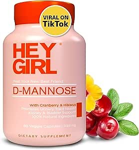 D Mannose Capsules - Fast-Acting UTI Supplement - Cleanse & Flush Impurities - with Natural D-Mannose Powder, Cranberry, Hibiscus & Dandelion - Alternative to Cranberry for Women, 60 Capsules