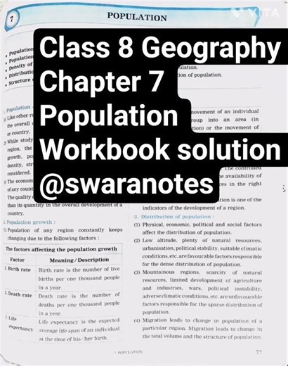 Class 8 Geography Chapter 7 population workbook solution @swaranotes
