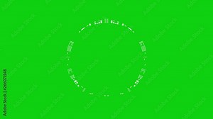 Green Screen Background. HUD element digital - pending loading screen - loop with loopable segments - circular white on black background