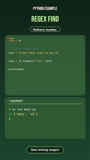 Find Numbers in Python With Regex #Python #Coding #Regex #LearnPython #Shorts
