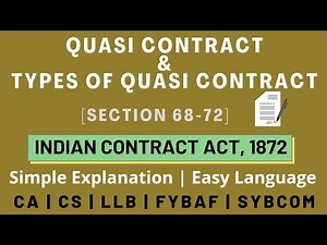 Quasi Contract | Section 68-72 | Indian Contract Act | Examples | Hindi Explanation