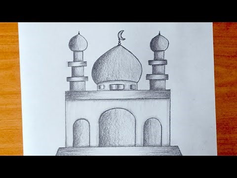 Draw a beautiful mosque easy step by step || Pencil drawing tutorial || Easy drawing...