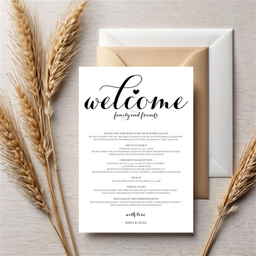 Modern Minimalist Wedding Itinerary Template (editable Printable Download) - Etsy