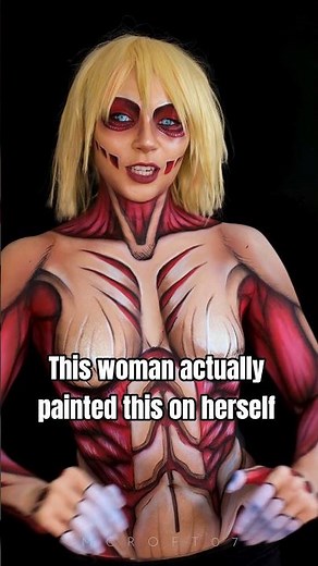 female titan body paint cosplay let's goooooo #attackontitan #makeup #bodypaint #cosplay
