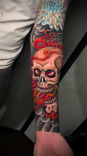 Skull and snake add on @BFG #nickcarusotattoo #japanesetattoo #skull #irezumitattoo #horimono