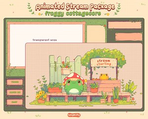 Animated Cute Frog Overlay | Froggy Cottagecore Overlay Package | Cozy Stream Overlay| Vtuber Friendly | Twitch Alert | Streamlabs - Etsy