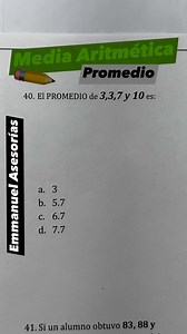 #mate #Matematicas #Promedios Calcular el promedio o media aritmetica. | Emmanuel Asesorías