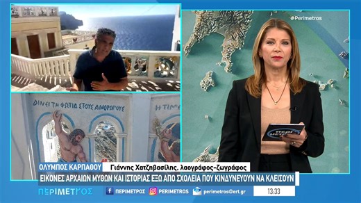 Γιάννης Χατζηβασίλης: Ο λαογράφος από την Κάρπαθο που ζωγραφίζει εικόνες αρχαίων μύθων έξω από σχολεία που κινδυνεύουν να κλείσουν