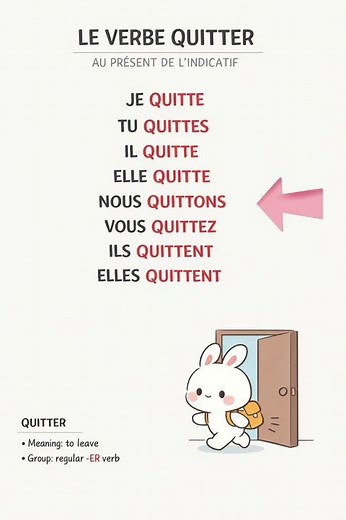 Le verbe QUITTER au présent 🇫🇷