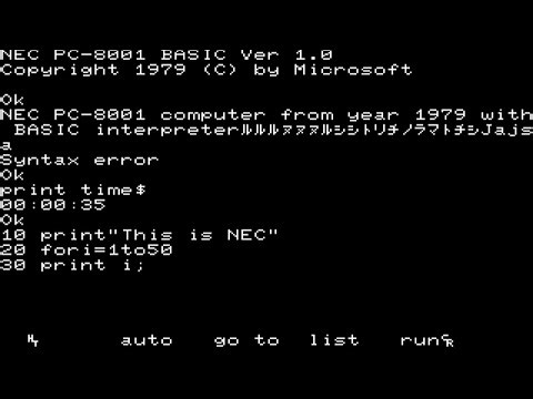NEC PC-8001 (1979) BASIC interpreter test