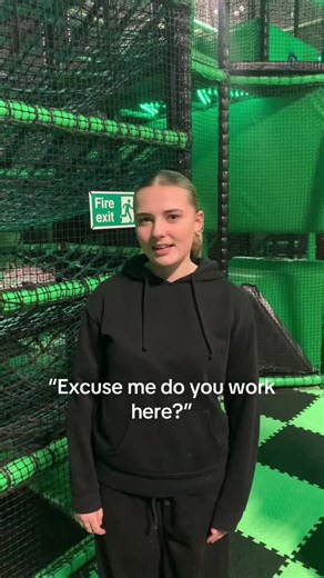 You can always spot our Team Members in our arena wearing green shirts and our Flip Out Socks! 💚🤸🏽‍♀️ #fyp #comedy #essex #flipout #coworkers #viral #humor #satire #foryoupagе