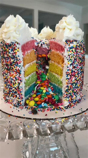 Celebrating 100K Followers with Kid Baker Maya Bakes: Rainbow Cake with Sprinkles