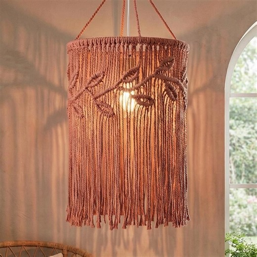 Macrame Pendant Lamp Shade, Boho Lamp Hanging, Farmhouse Chandelier, Handmade Macrame Lantern, Boho Home Decor - Etsy