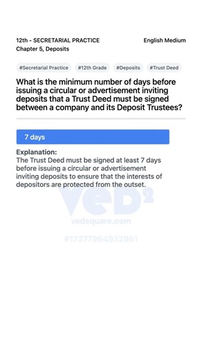 12th Secretarial Practice Deposits Trust Deed Days Explained