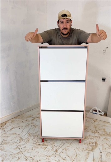 اسهل طريقة اصنع خزانة للأحذية بتفصيل وجميع القياسات #diy #اصنعها_بنفسك #interiordesign #viral #Flipdownshoecabinet