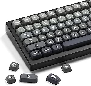 XVX PBT Keycaps-MOA Keycap, Custom Keyboard Keycaps 60 65 75 100 Percent, 5 Side Dye Sublimation, 132 Keys Keycap Set for Cherry Gateron MX Switches Keyboards, Gradient Gray